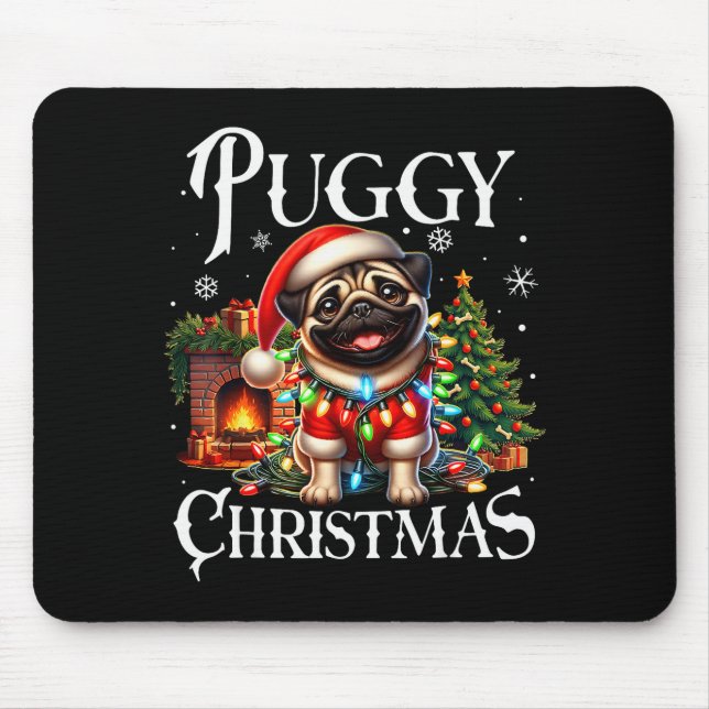 Tapis De Souris Puggy Christmas Pug Xmas Pug Santa Claus Pug  (Devant)