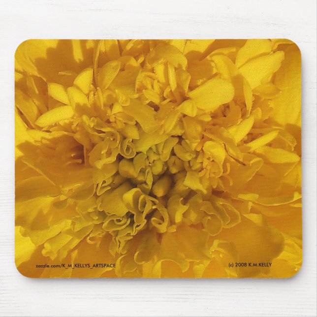 TAPIS DE SOURIS PUISSANCE FLEURIE JAUNE. (Devant)