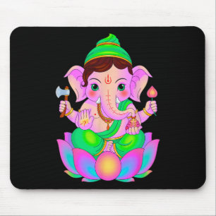 Tapis De Souris Puja hindou Ganesha Dieu éléphant Inde Méditation