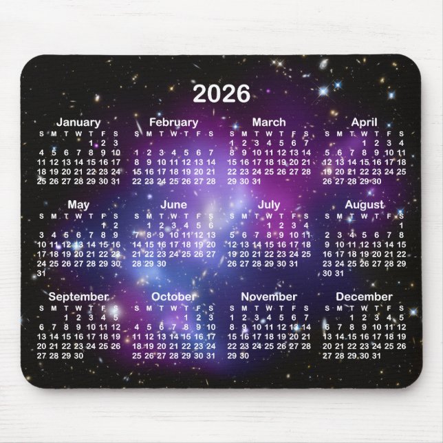 Tapis De Souris Purple Galaxy Cluster Celestial 2026 Calendar (Devant)