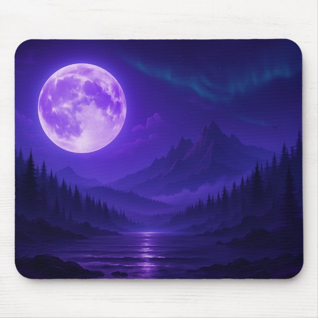 Tapis De Souris Purple Moon Serenity Mousepad – Midnight Mountain  (Devant)
