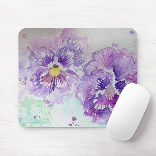 Tapis De Souris Purple Pansy Floral fleurs Ordinateur Souris Mat P (Avec souris)