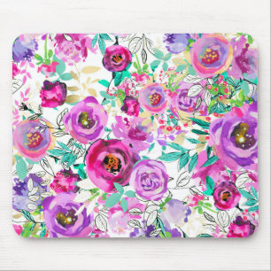 Tapis De Souris Purple rose brillant Floral moderne Shabby Chic