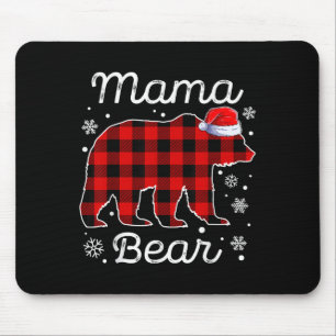 Tapis De Souris Pyjama de Noël Mama Bear Rouge Carreaux Buffalo Fa
