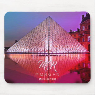 Tapis De Souris Pyramide du Louvre, nom personnalisé & monogramme