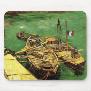 Tapis De Souris Quai de Van Gogh avec des hommes déchargeant des p