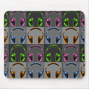 Tapis De Souris Quatre casques audio Pop Art