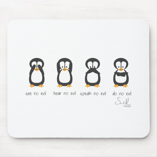 Tapis De Souris quatre pingouins sages (Devant)
