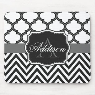 Tapis De Souris Quatrefoil Chevron Monogram