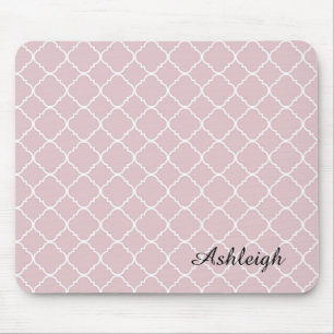 Tapis De Souris Quatrefoil rose et blanc