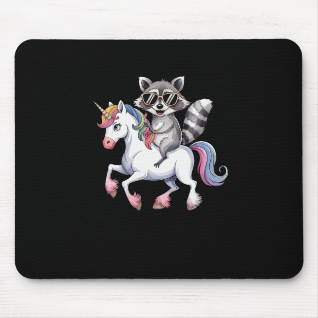 Tapis De Souris Raccoon équitation Unicorn mignon Imaginaire anima (Devant)
