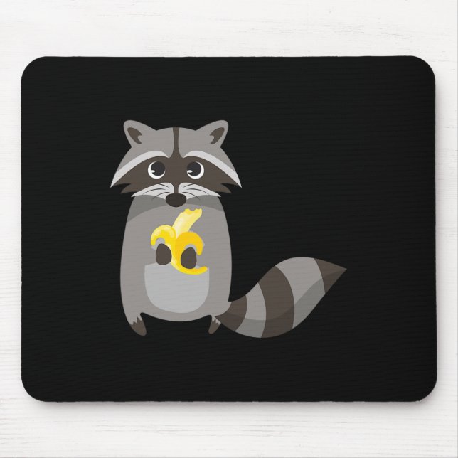 Tapis De Souris Raccoon Manger Banane Fruit A L'air mignon (Devant)