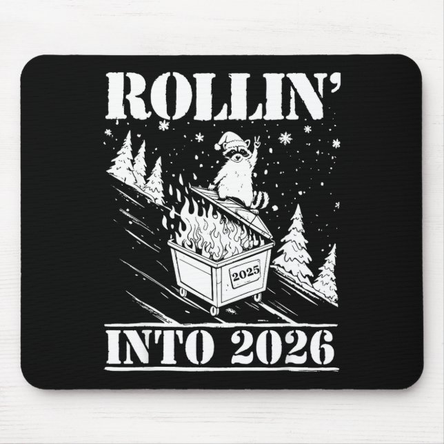 Tapis De Souris Raccoon Rolling Into 2026 Happy New Year 2026 Funn (Devant)