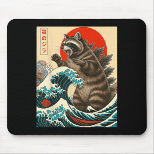 Tapis De Souris Raccoonzilla Raccoon Japonais Art Drôle Hommes Fem