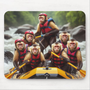Tapis De Souris Rafting d'eau vive pour singes capucins aventurier