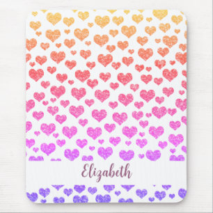 Tapis De Souris Rainbow Faux Parties scintillant Coeurs colorés lu