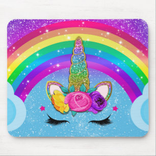 Tapis De Souris Rainbow Sparkle Glittery Unicorn Horn