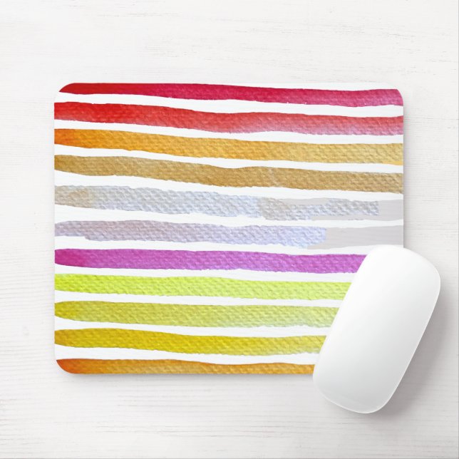 Tapis De Souris Rainbow stripes cute watercolor (Avec souris)
