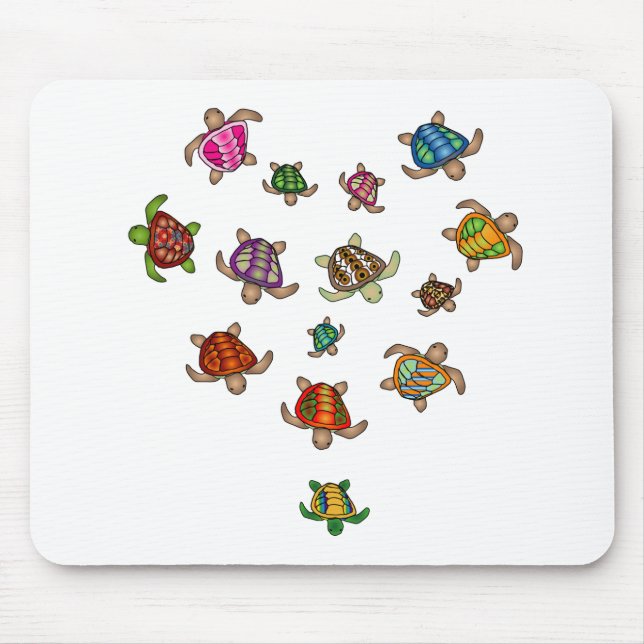 Tapis De Souris Rainbow Turtle Heart Mousepad (Devant)