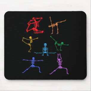 Tapis De Souris Rainbow Yoga Skeleton Exercice Bone Halloween Part