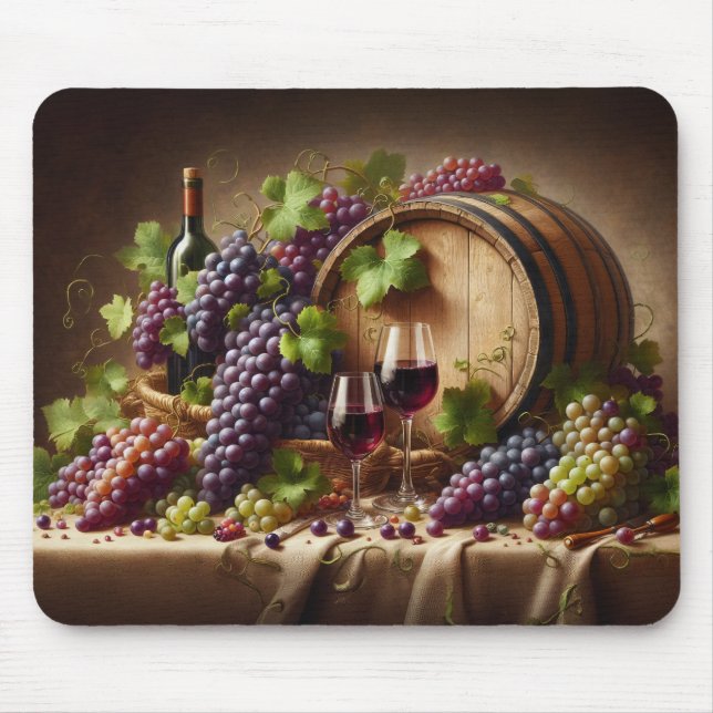 Tapis De Souris Raisins et vin vie morte (Devant)