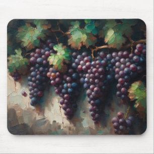 Tapis De Souris Raisins violets sur la peinture à l'huile de vigne