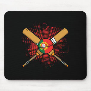 Tapis De Souris Raquette de cricket portugaise et drapeau Ll du Po