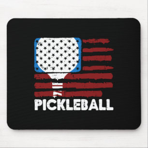Tapis De Souris Raquette de Pickleball Drapeau Patriot Pickle Ball