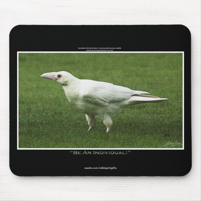 Tapis De Souris Rare White Raven Faune Photo (Devant)