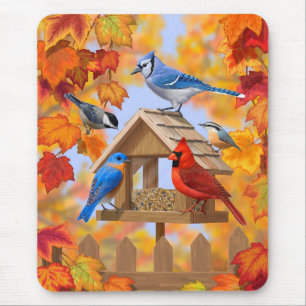 Tapis De Souris Rassemblement d'oiseaux Orange d'automne