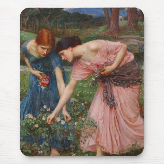 Tapis De Souris Rassembler Ye Rosebuds par John W. Waterhouse (Devant)