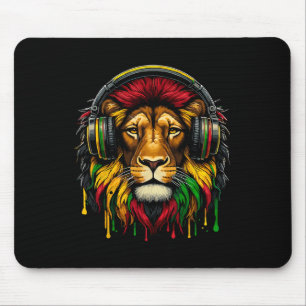 Tapis De Souris Rasta Raggae Jamaïque Casques De Musique Lion De J