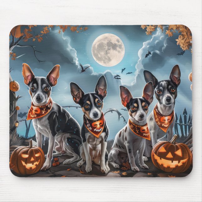 Tapis De Souris Rat Terrier Halloween Éffrayant (Devant)