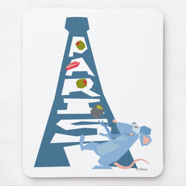 Tapis De Souris Ratatouille Remy par la Tour Eiffel Disney (Devant)