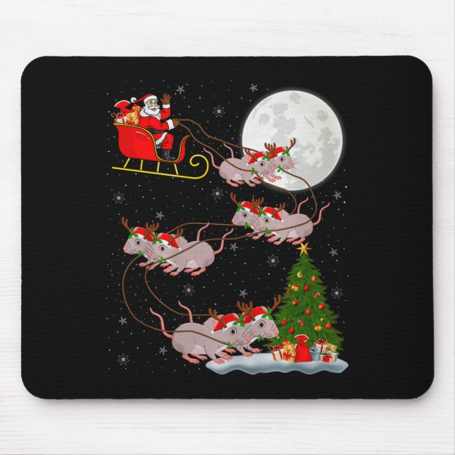 Tapis De Souris Rats Santa Sleigh Flying Funny Magical Christmas P (Devant)