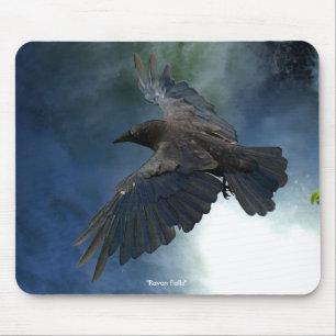 Tapis De Souris RAVEN & CHUTE D'EAU Nature & Faune Mousepad