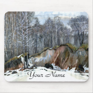 Tapis De Souris Ravin neigeux peinture aquarelle pavé souris
