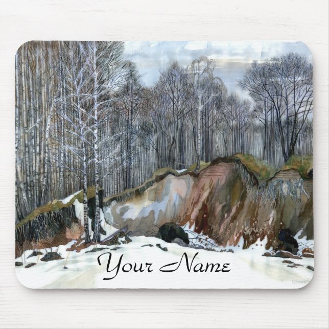 Tapis De Souris Ravin neigeux peinture aquarelle pavé souris (Devant)