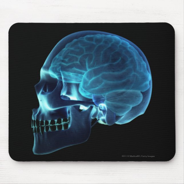 Tapis De Souris Rayon X du cerveau à l'intérieur d'un crâne (Devant)