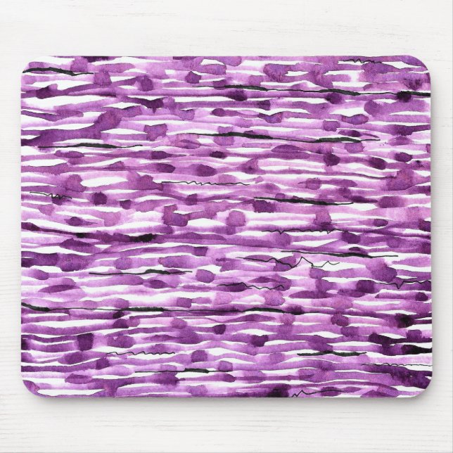 Tapis De Souris Rayures Abstraites d'aquarelle violet (Devant)