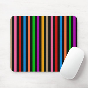 Tapis De Souris Rayures arc-en-ciel colorées - Noir