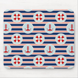Tapis De Souris Rayures et motif de points nautiques
