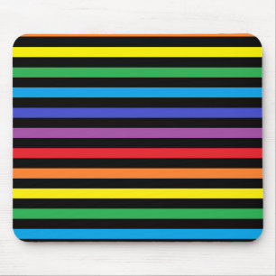 Tapis De Souris Rayures Mousepad d'arc-en-ciel et de noir