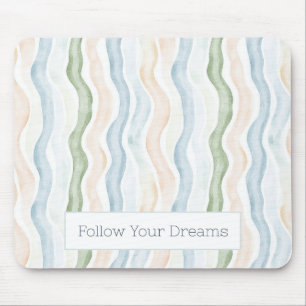 Tapis De Souris Rayures ondulées vert crème bleu