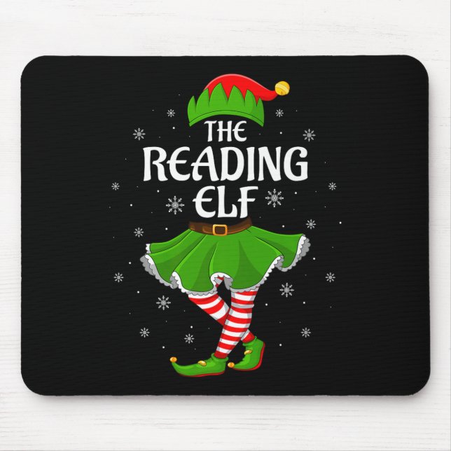 Tapis De Souris Reading Elf Christmas Family Girls Women Elf Squad (Devant)
