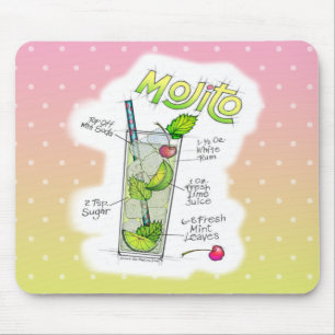 TAPIS DE SOURIS - RECETTE MOJITO COCKTAIL ART