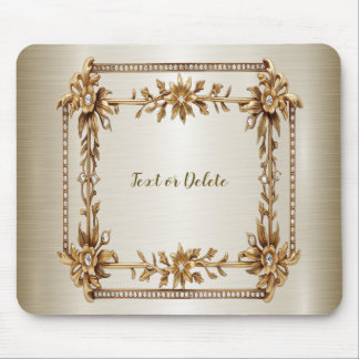 Tapis De Souris Rectangle doré Fleurs Dimonées brillantes