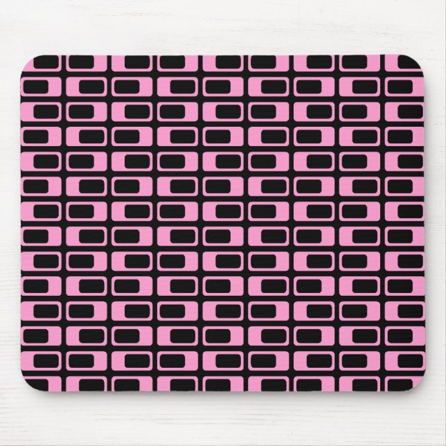 Tapis De Souris Rectangles alternatives (rose avec noir) (Devant)