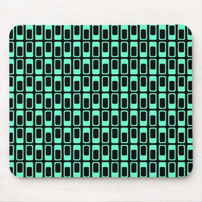 Tapis De Souris Rectangles alternatives (Turquoise avec Noir) (Devant)