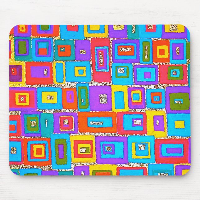 TAPIS DE SOURIS RECTANGLES VERTS ET BLEUS MOUSEPAD (Devant)